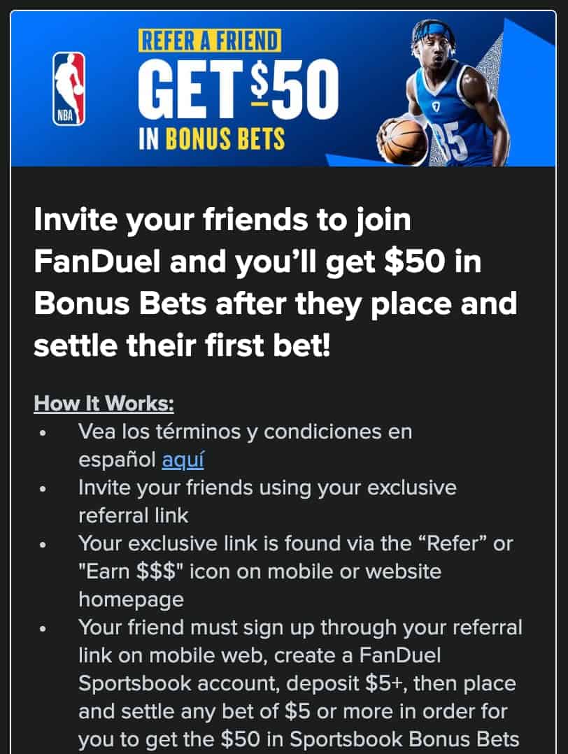 FanDuel NC refer a friend bonus.